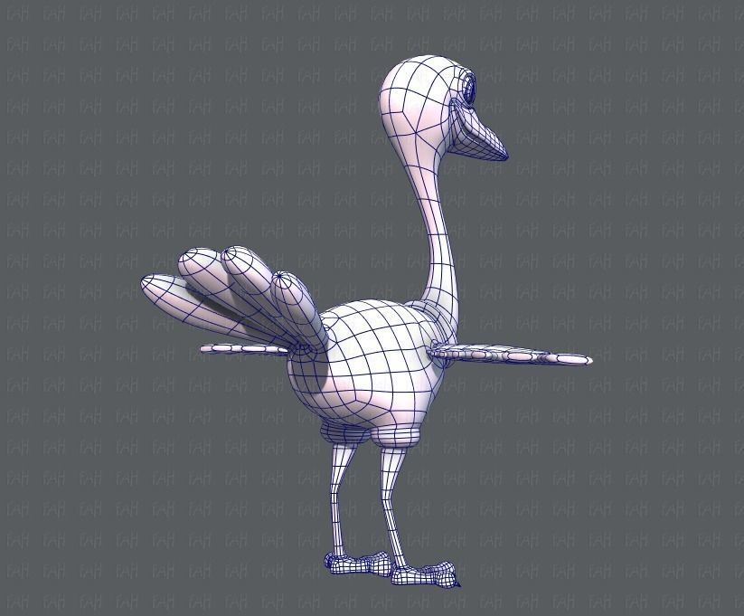 Ostrich V01 Low-poly 3D model_12