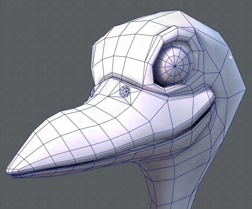 Ostrich V01 Low-poly 3D model_44