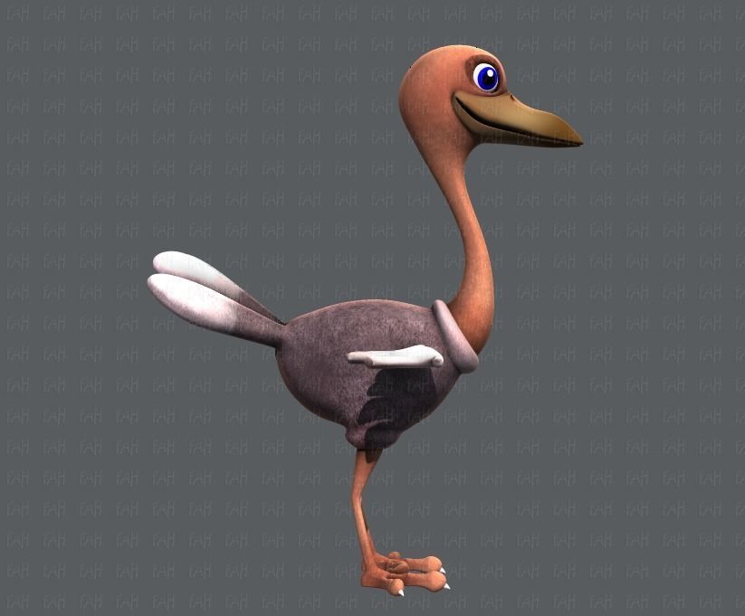 Ostrich V01 Low-poly 3D model_3