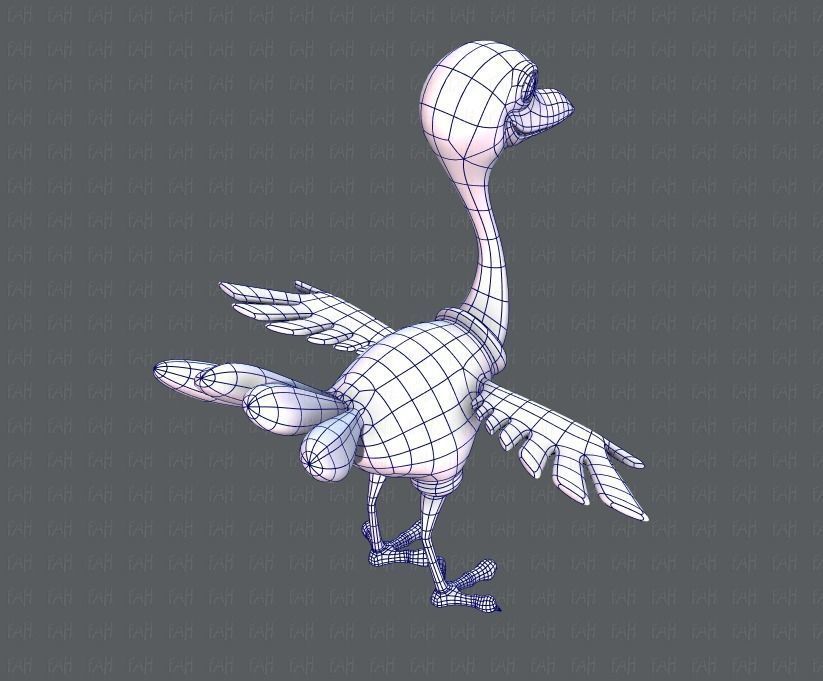 Ostrich V01 Low-poly 3D model_28