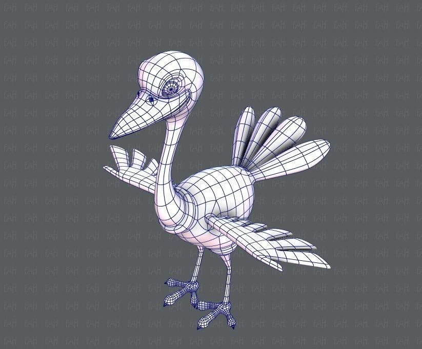 Ostrich V01 Low-poly 3D model_32