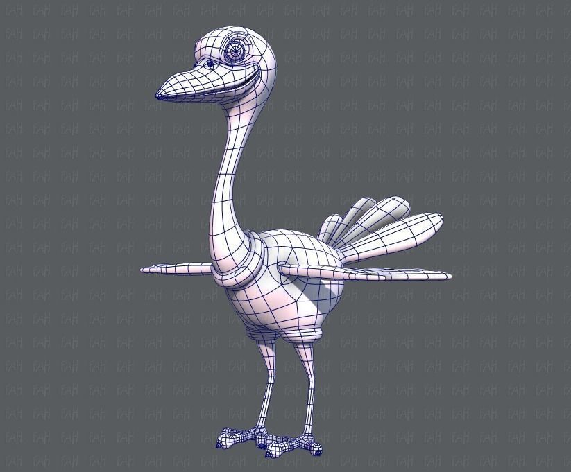 Ostrich V01 Low-poly 3D model_16