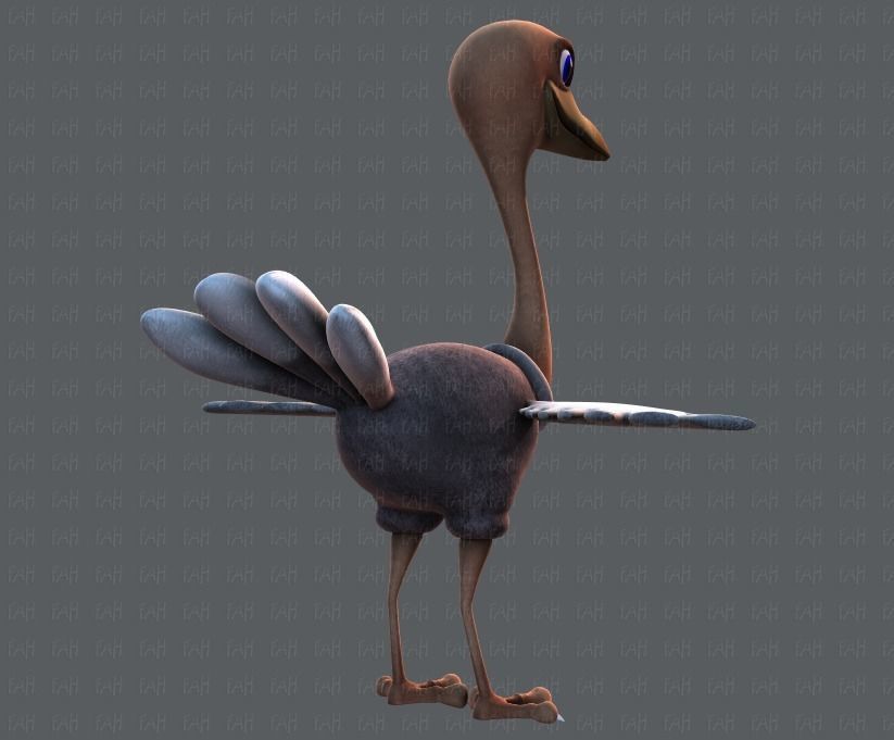 Ostrich V01 Low-poly 3D model_35