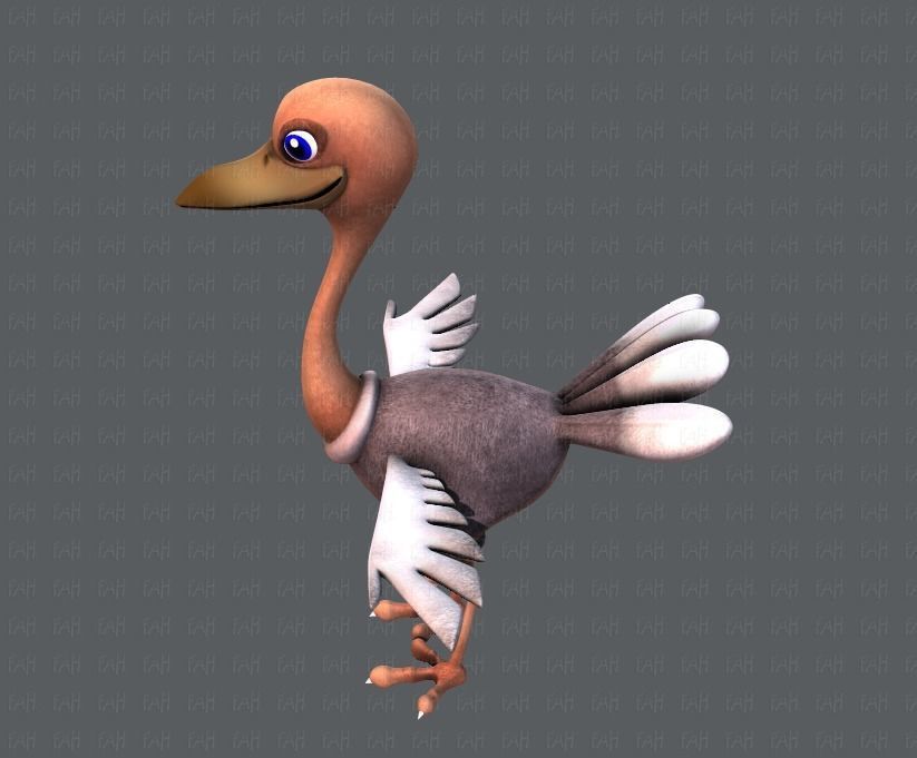 Ostrich V01 Low-poly 3D model_23
