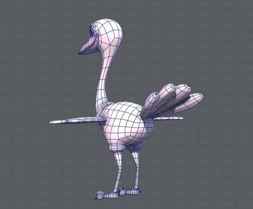 Ostrich V01 Low-poly 3D model_14