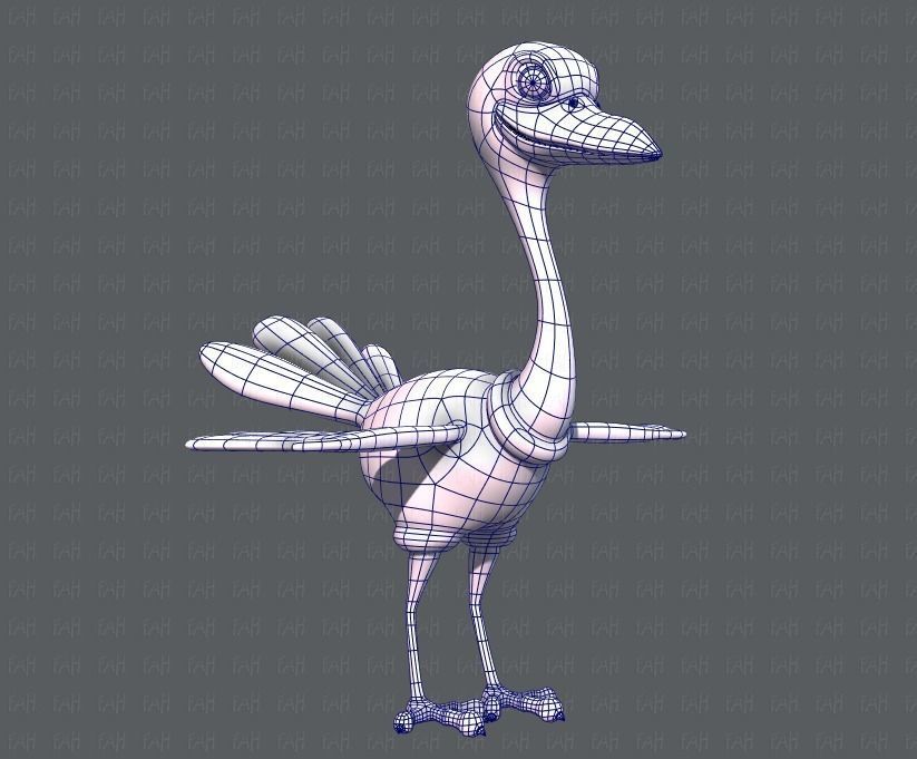 Ostrich V01 Low-poly 3D model_10