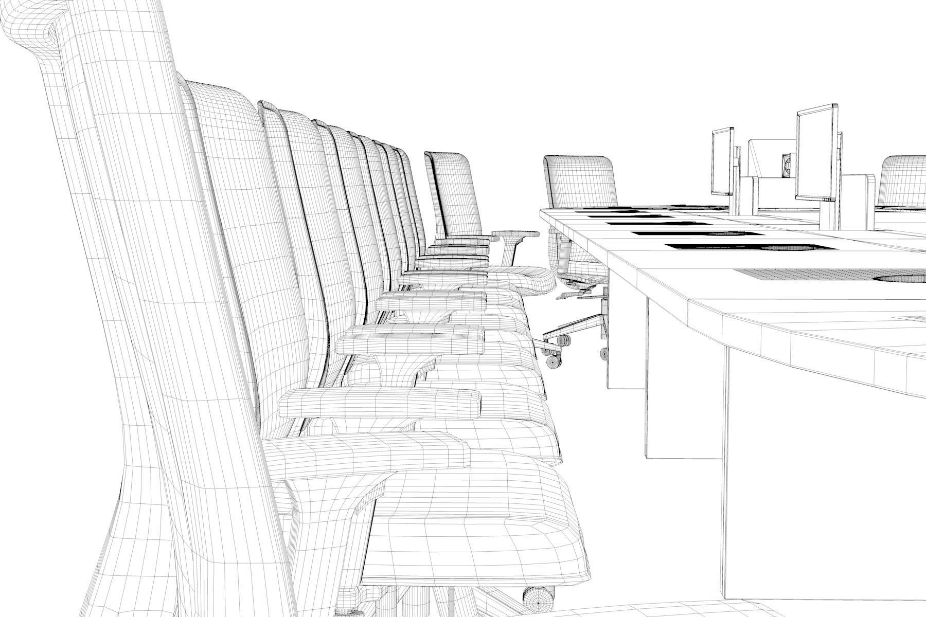 Meeting Table with Screen 3D model_6