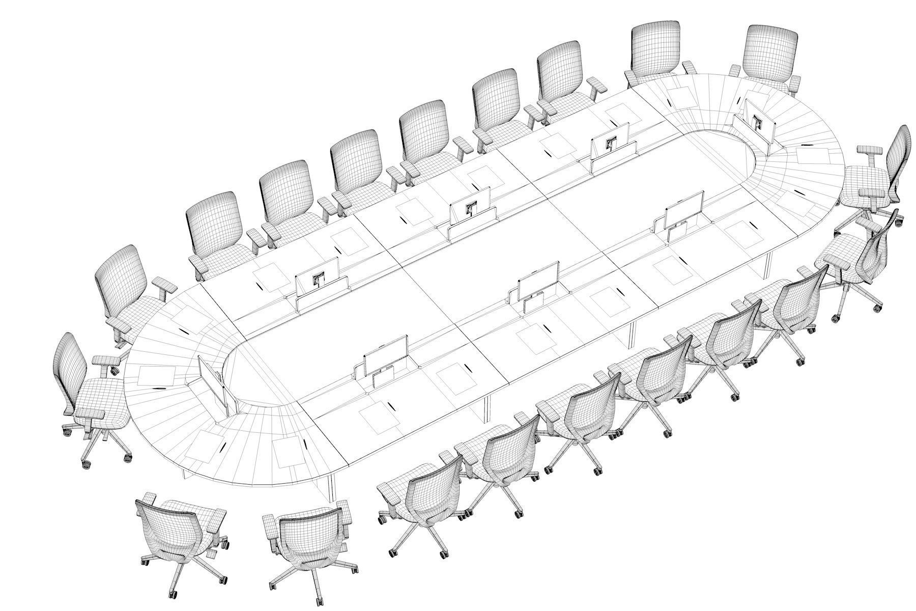 Meeting Table with Screen 3D model_7