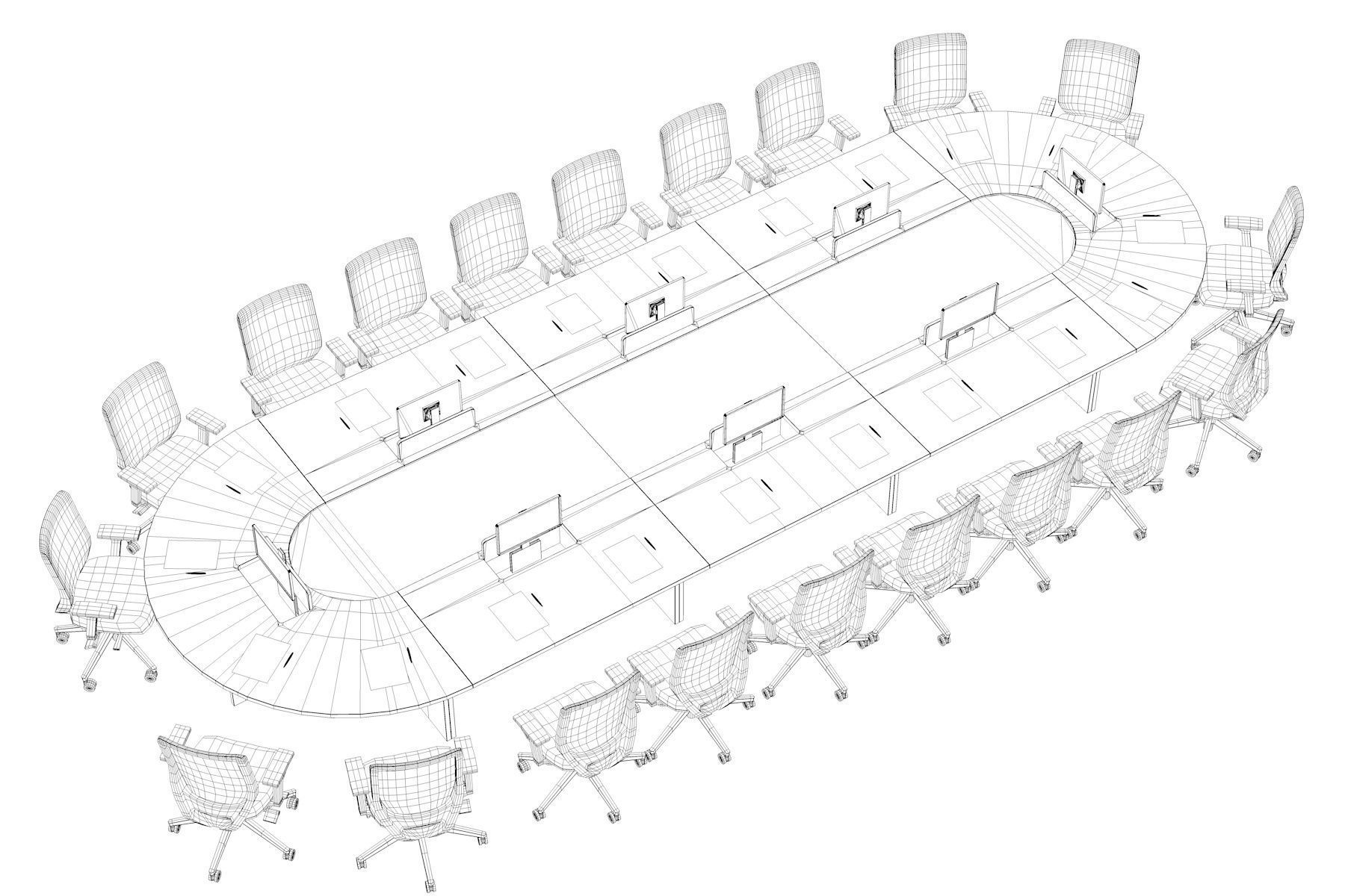 Meeting Table with Screen 3D model_8