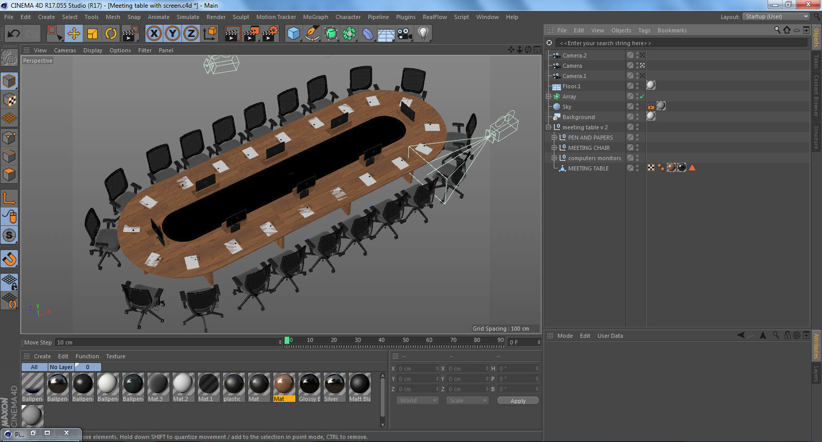 Meeting Table with Screen 3D model_9