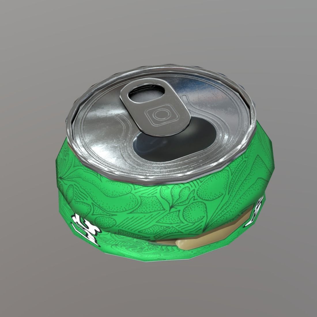Beverage Can Deformed 3 - Liquid Mushroom Low-poly 3D model_1