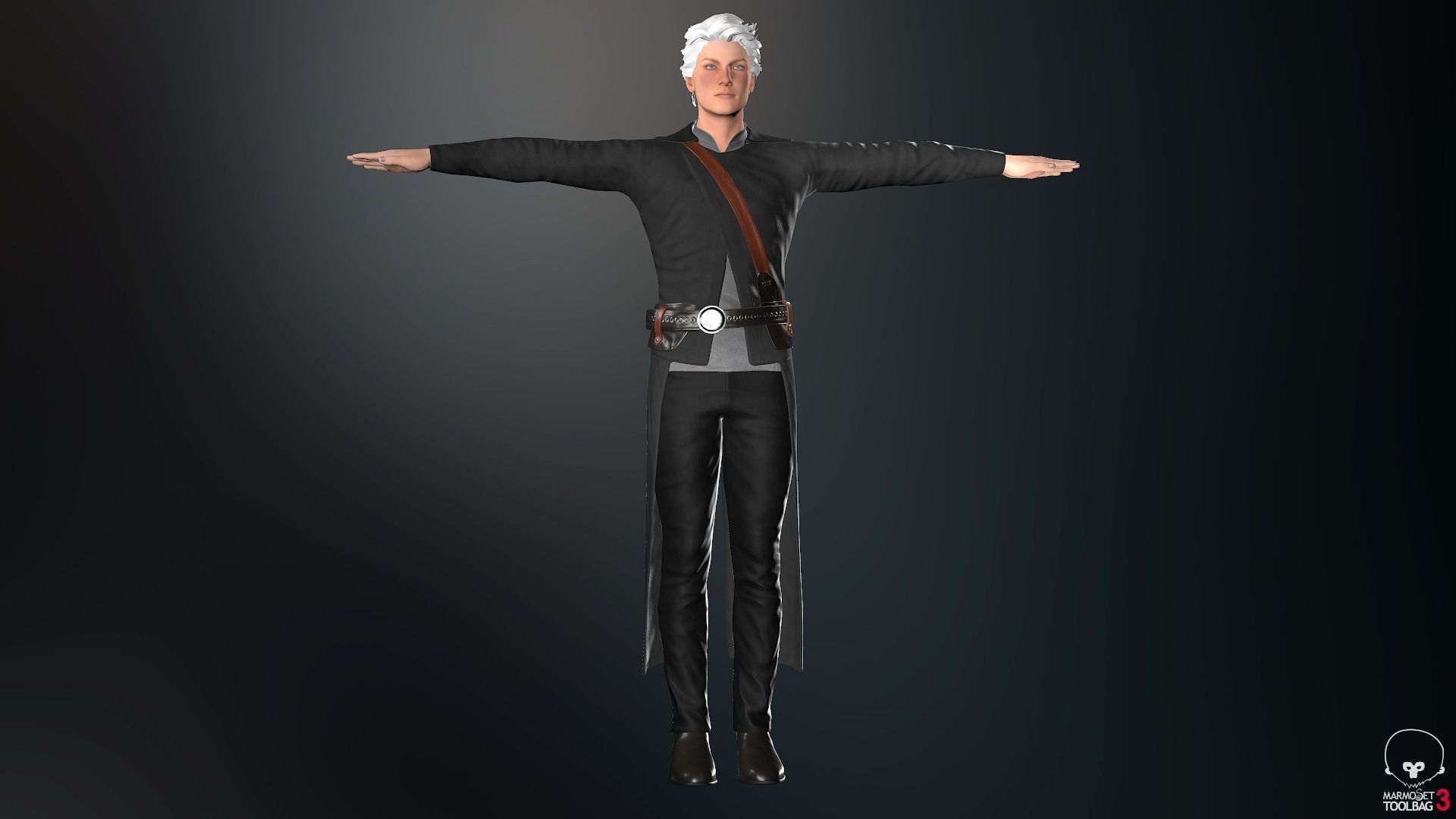 Male Post Apocalyptic Outfit Low-poly 3D model_3