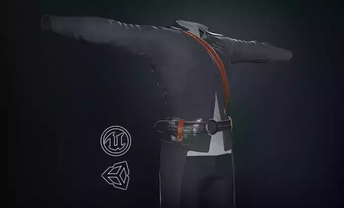 Male Post Apocalyptic Outfit Low-poly 3D model
