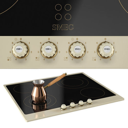 Smeg Cortina P764 60cm Ceramic Hob cream anthracite brass 3D model