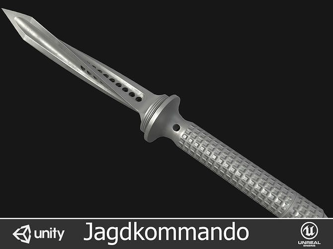 Jagdkommando Knife Low-poly 3D model