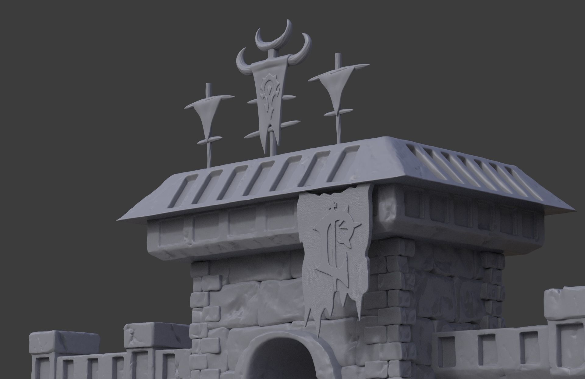 Damaged Horde Wall - Battle for Azeroth 3D print model_3