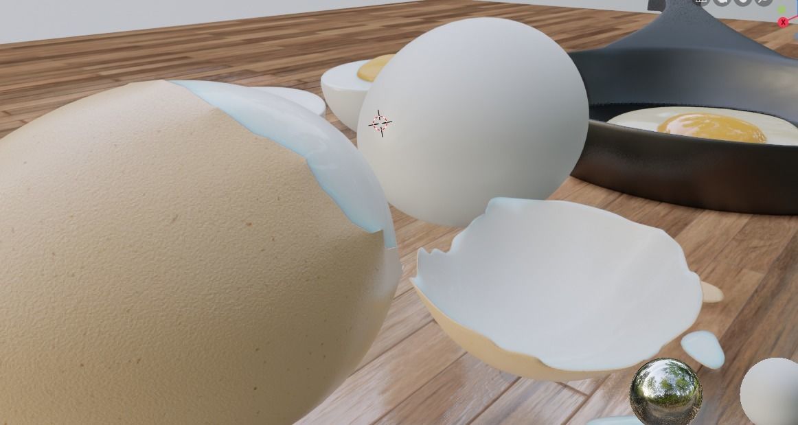 boiled eggs fried eggs and frying pan Low-poly 3D model_4