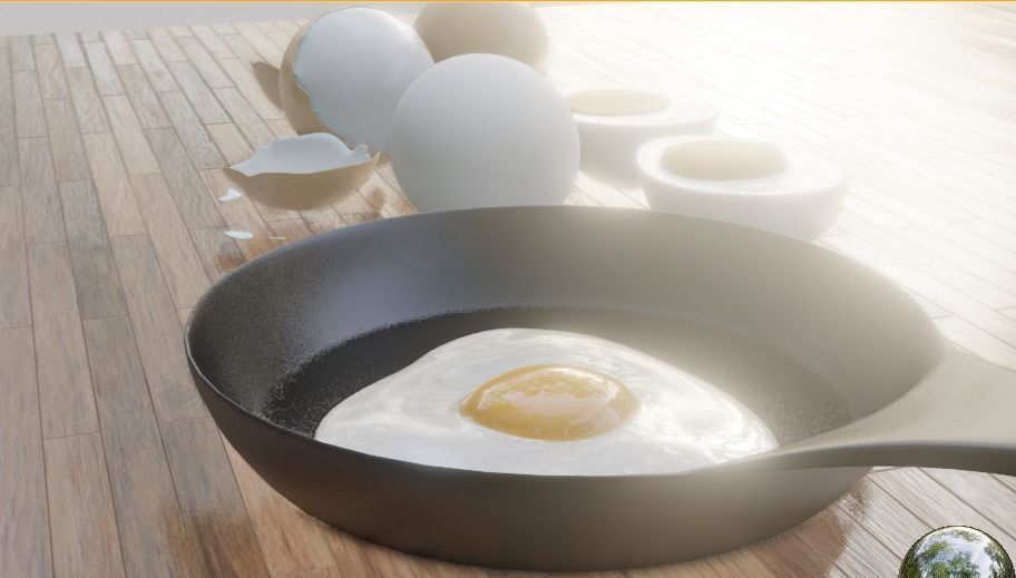 boiled eggs fried eggs and frying pan