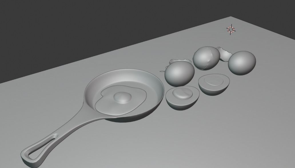 boiled eggs fried eggs and frying pan Low-poly 3D model_3