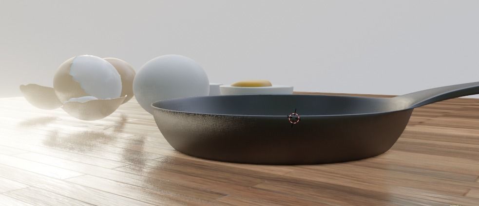 boiled eggs fried eggs and frying pan Low-poly 3D model_11