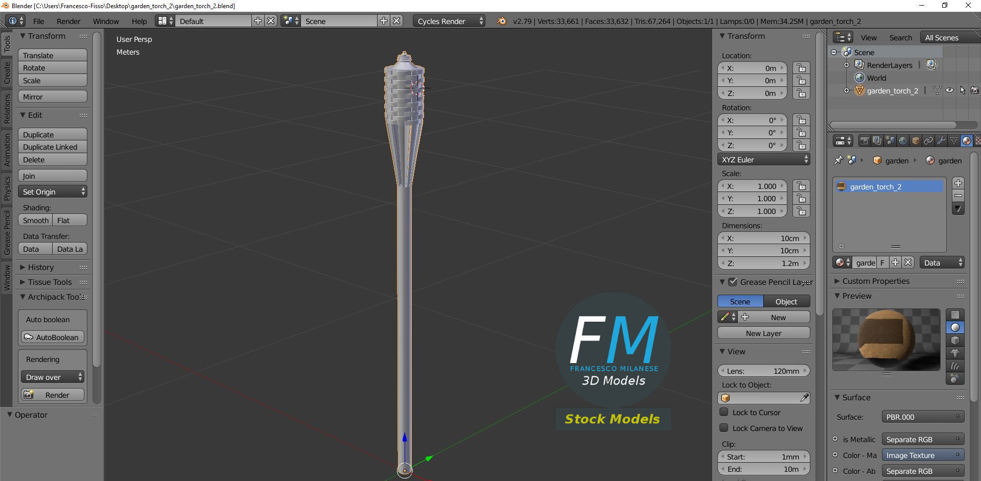 Garden Torch 2 3D model_9