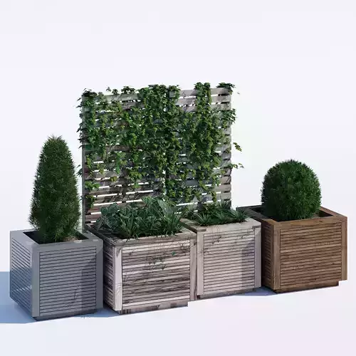 Square modern planters 3D model