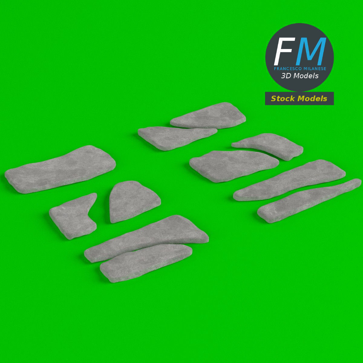 Stone Steppers set 3D model_6