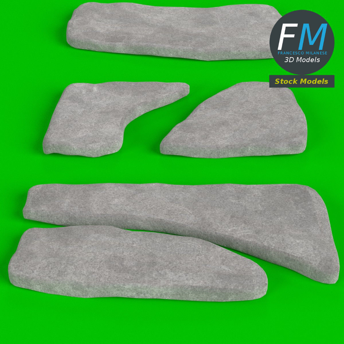 Stone Steppers set 3D model_3