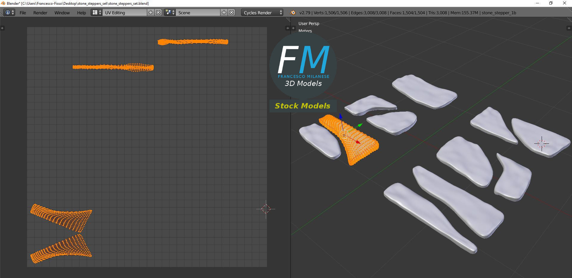 Stone Steppers set 3D model_10