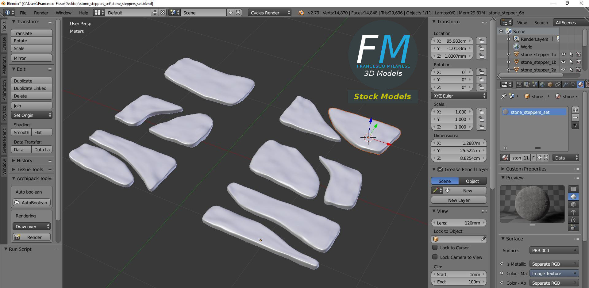 Stone Steppers set 3D model_9