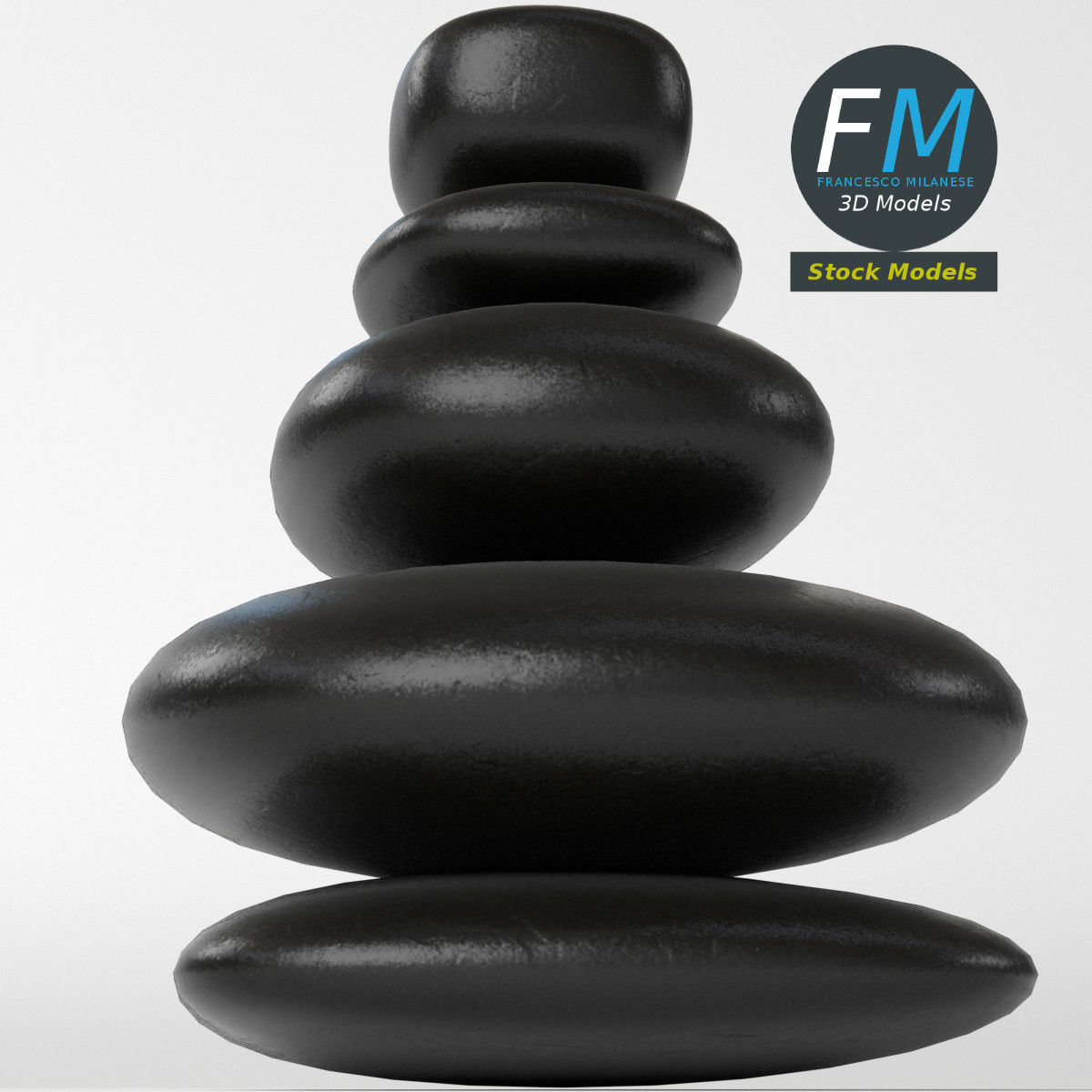 Japanese meditation stones Low-poly 3D model_5