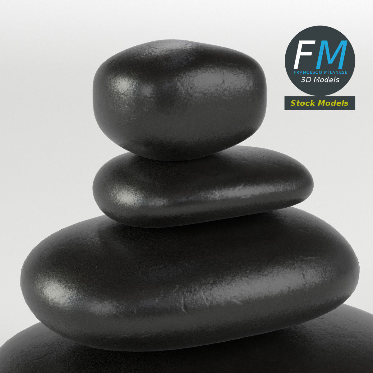 Japanese meditation stones Low-poly 3D model_3