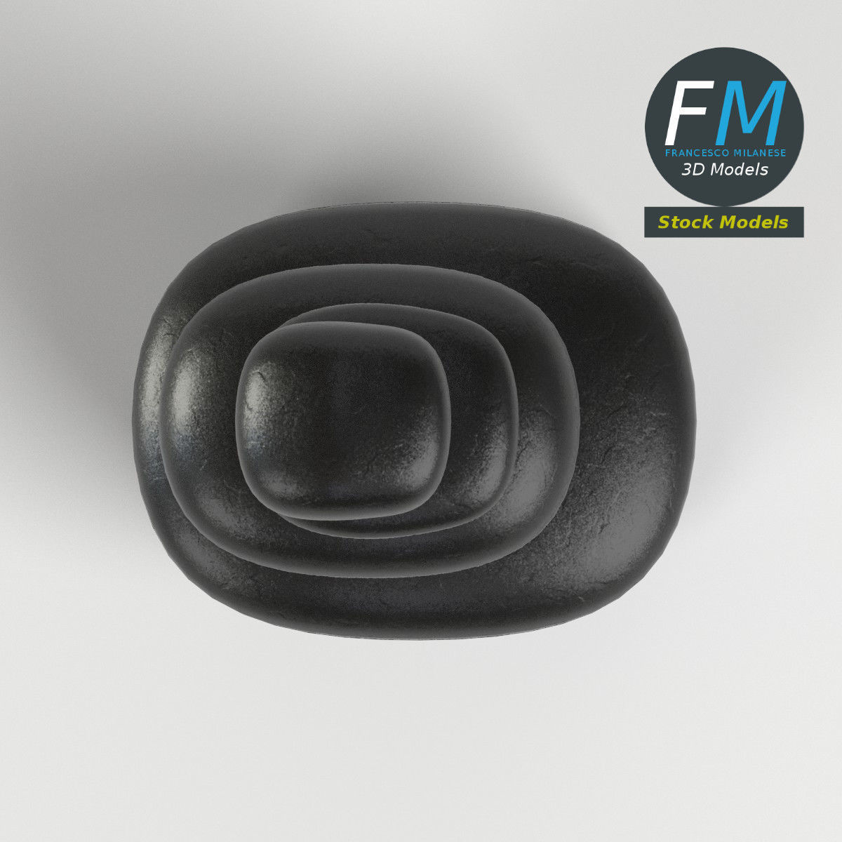 Japanese meditation stones Low-poly 3D model_6