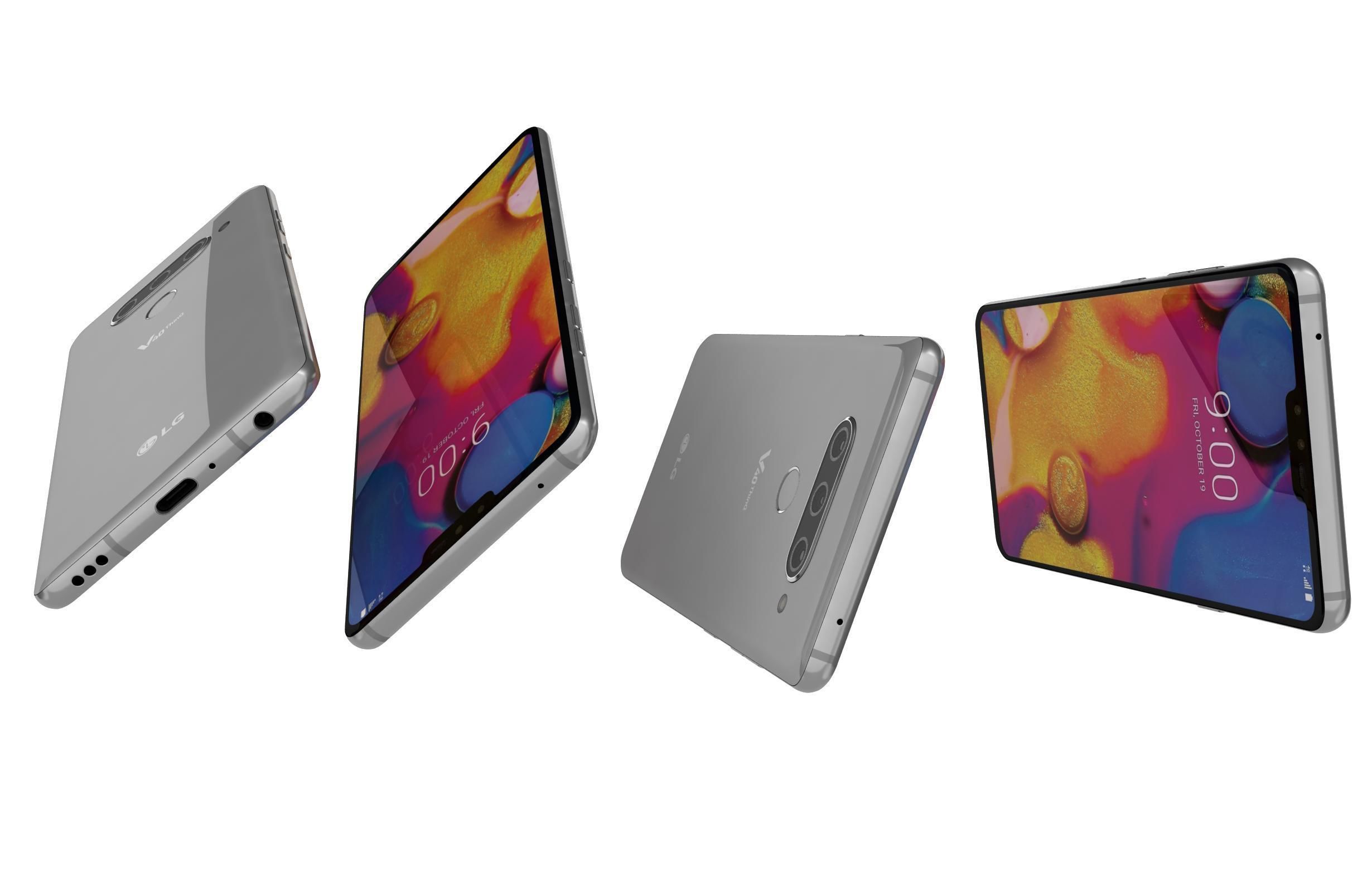 LG V40 ThinQ Platinum gray 3D model_7