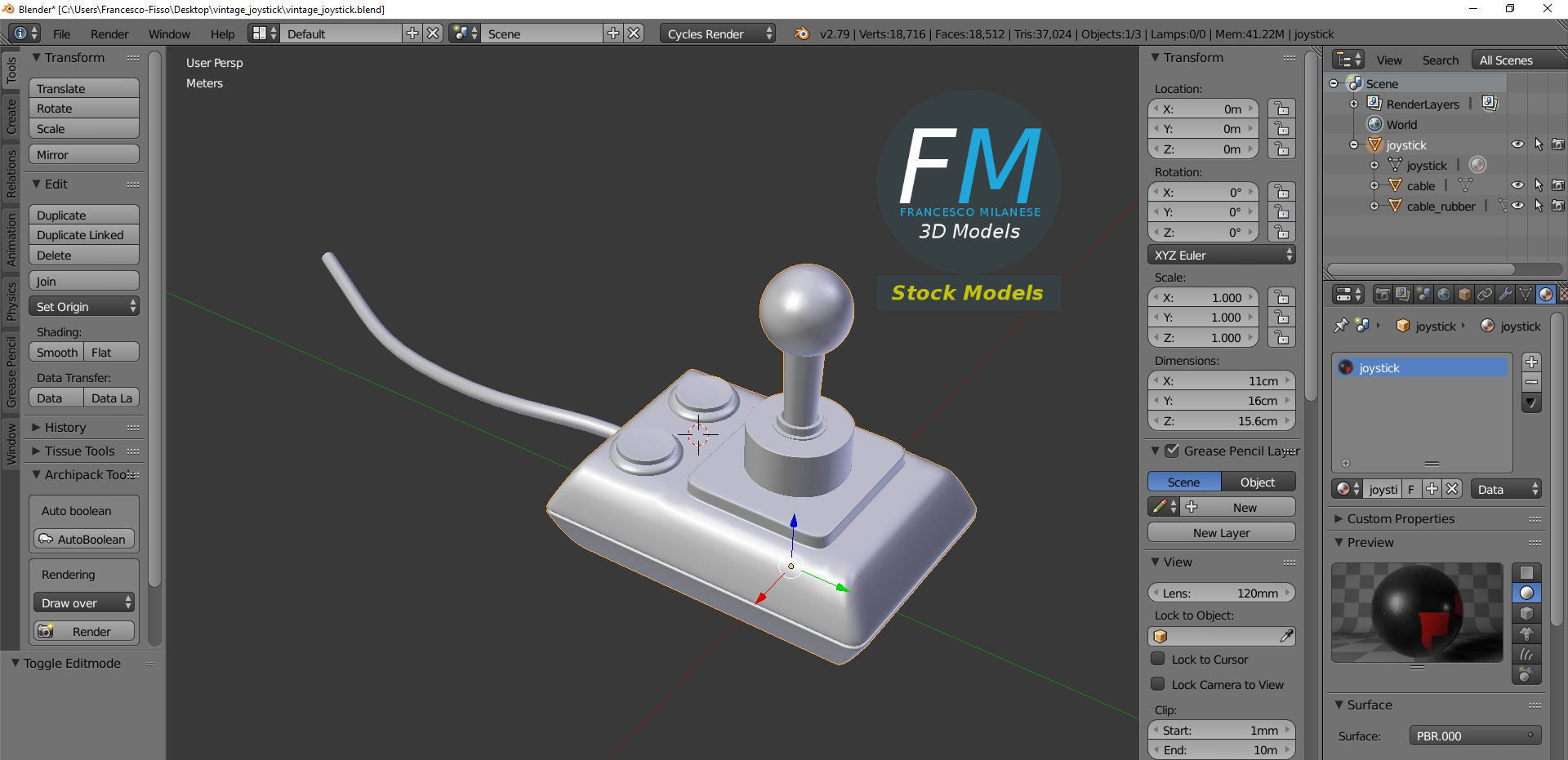 Vintage Joystick 3D model_9