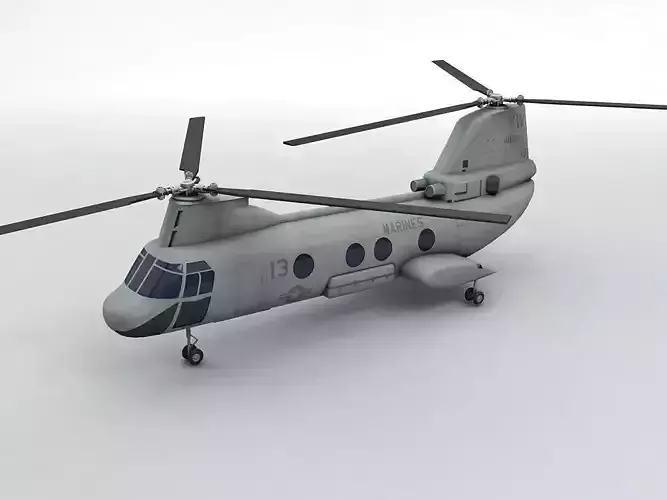 CH46 Seaknight Helicopter -2 Low-poly 3D model
