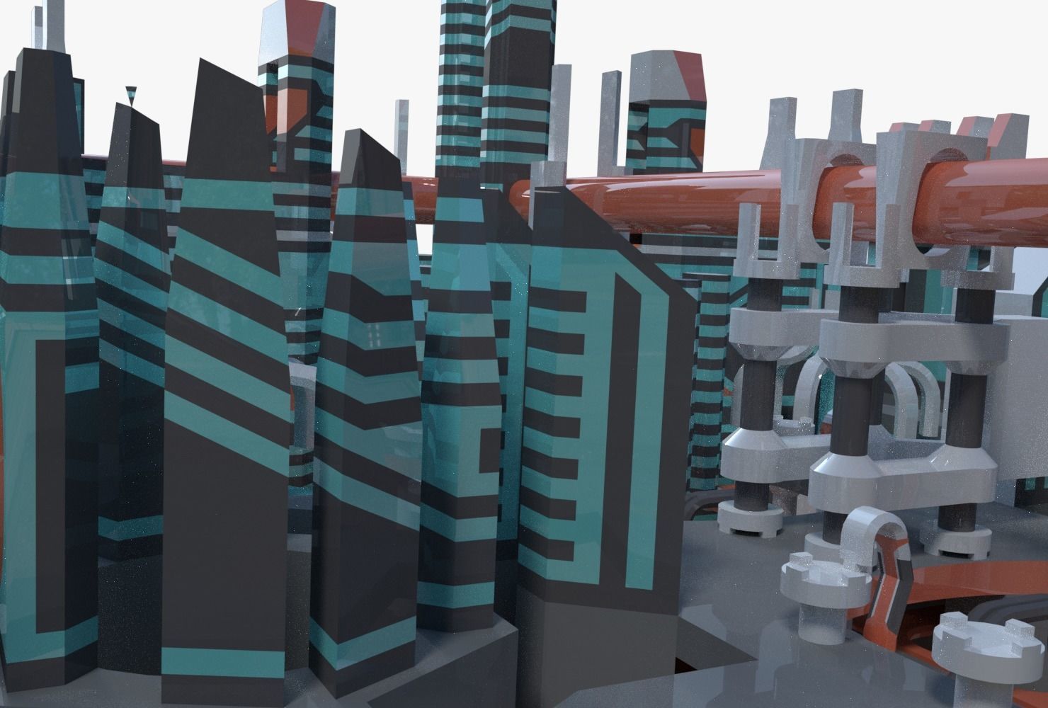 Sci-fi city block 3D model_4