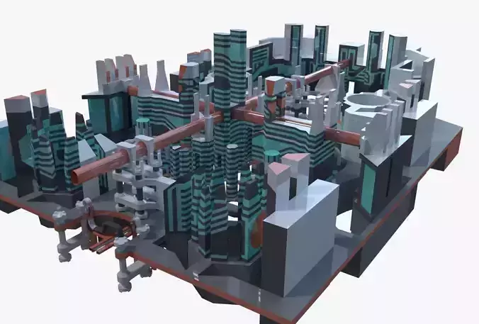 Sci-fi city block 3D model