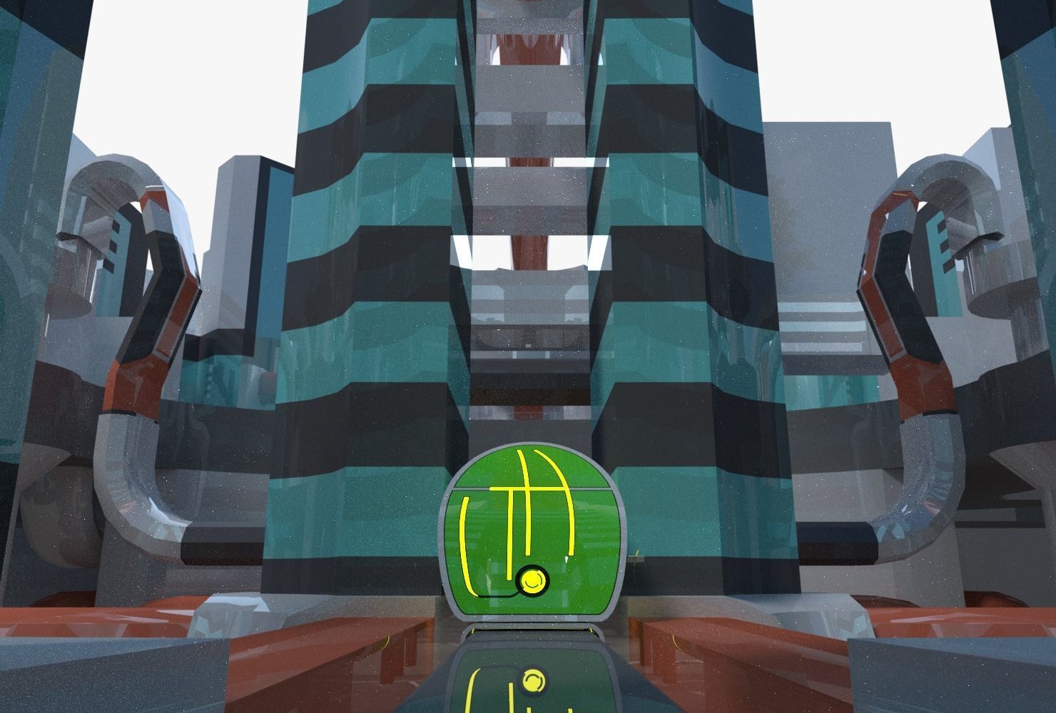 Sci-fi city block 3D model_2