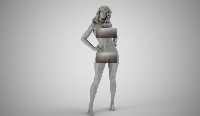 Ringlet woman in bikini 3D print model