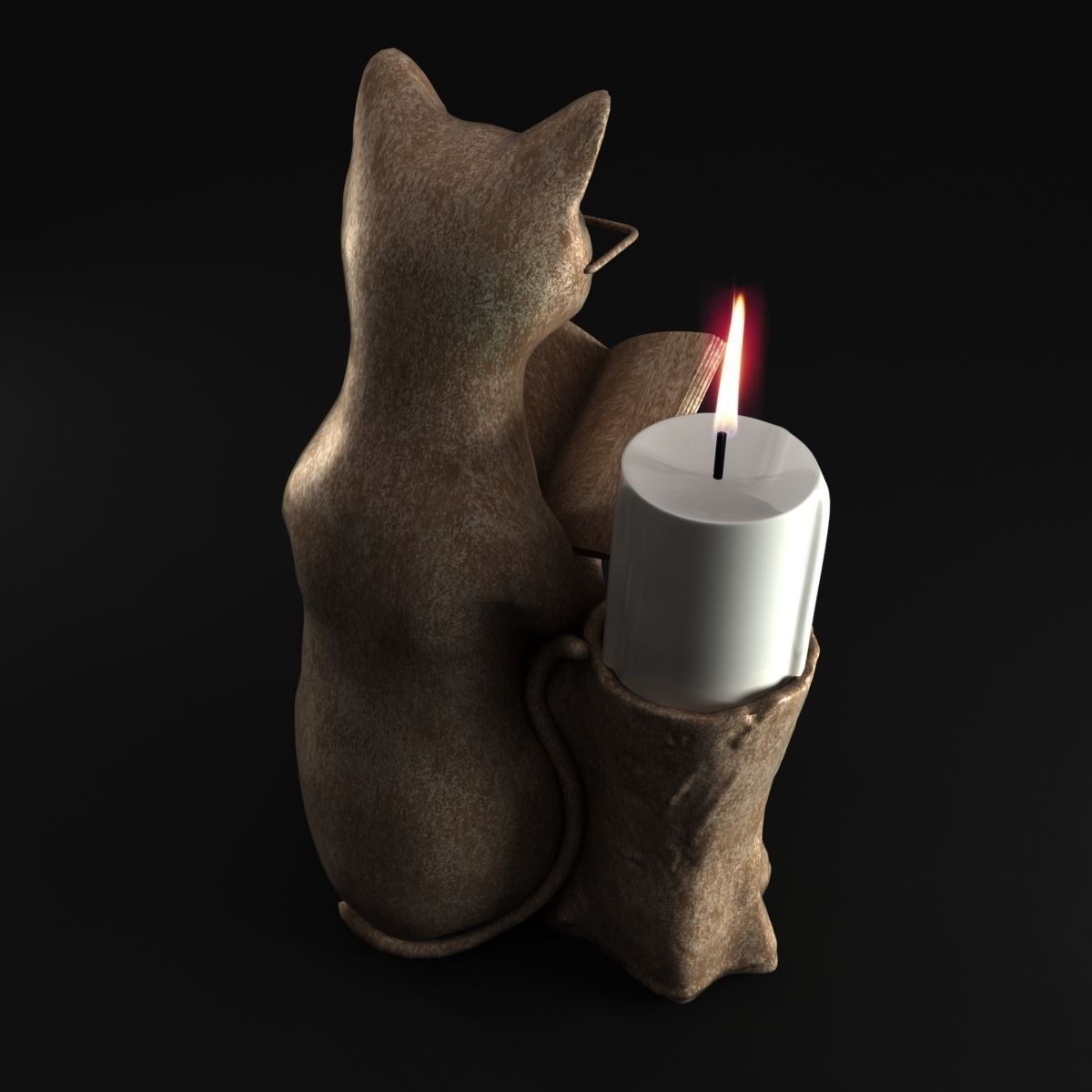 Cat Candle Holder 3D model_2