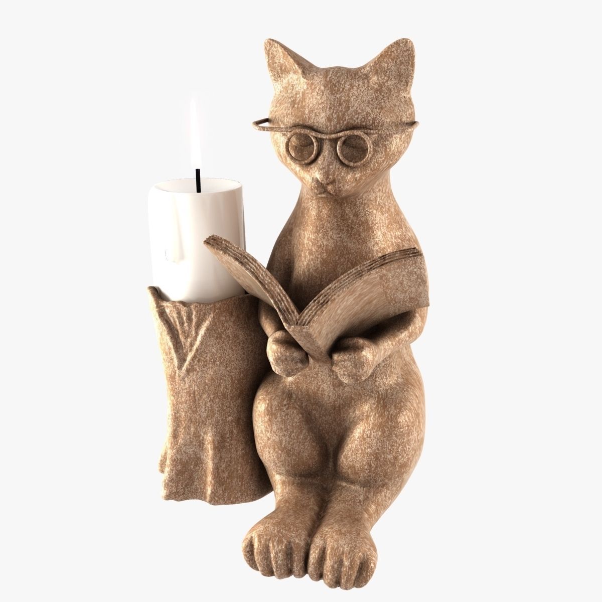 Cat Candle Holder 3D model_4