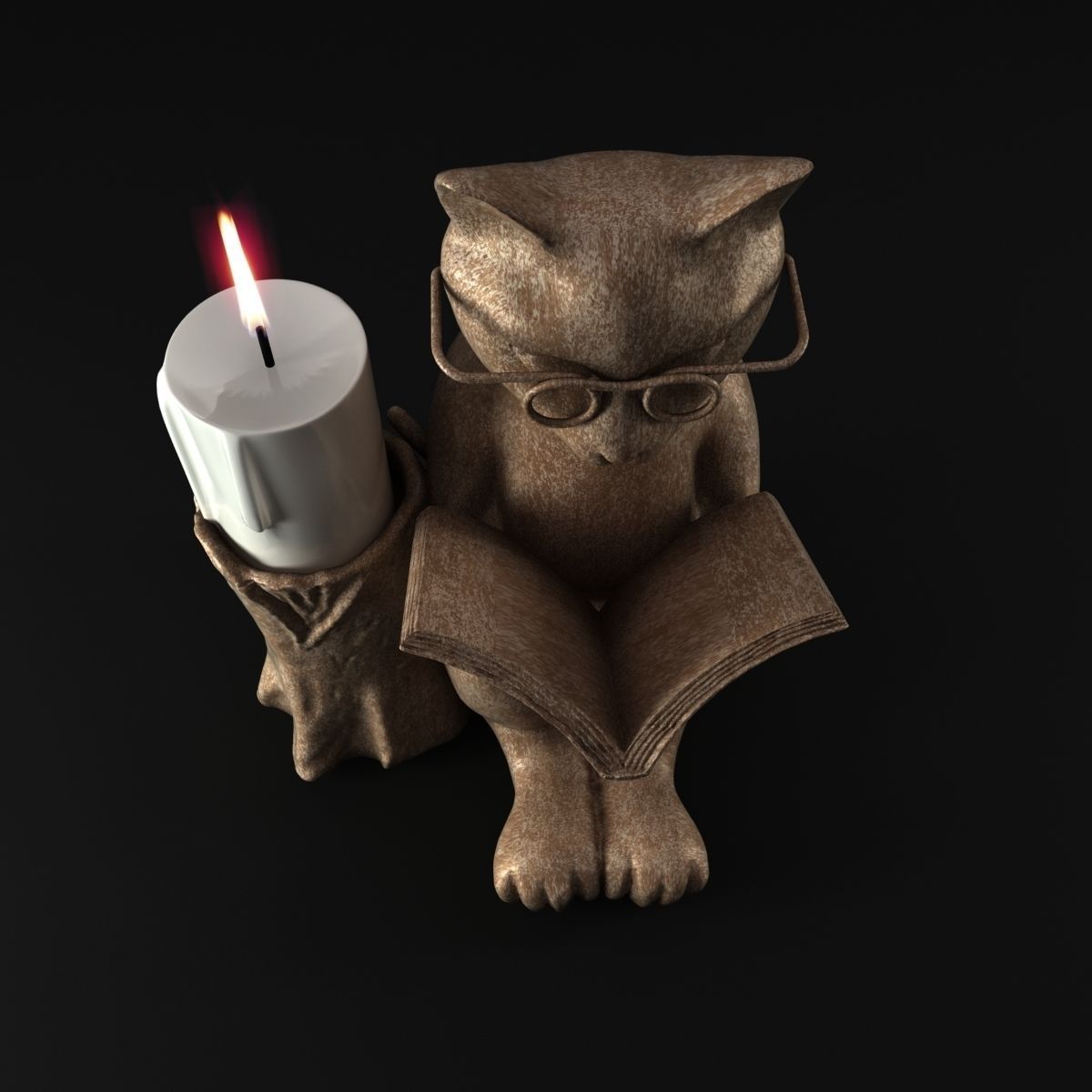 Cat Candle Holder 3D model_5