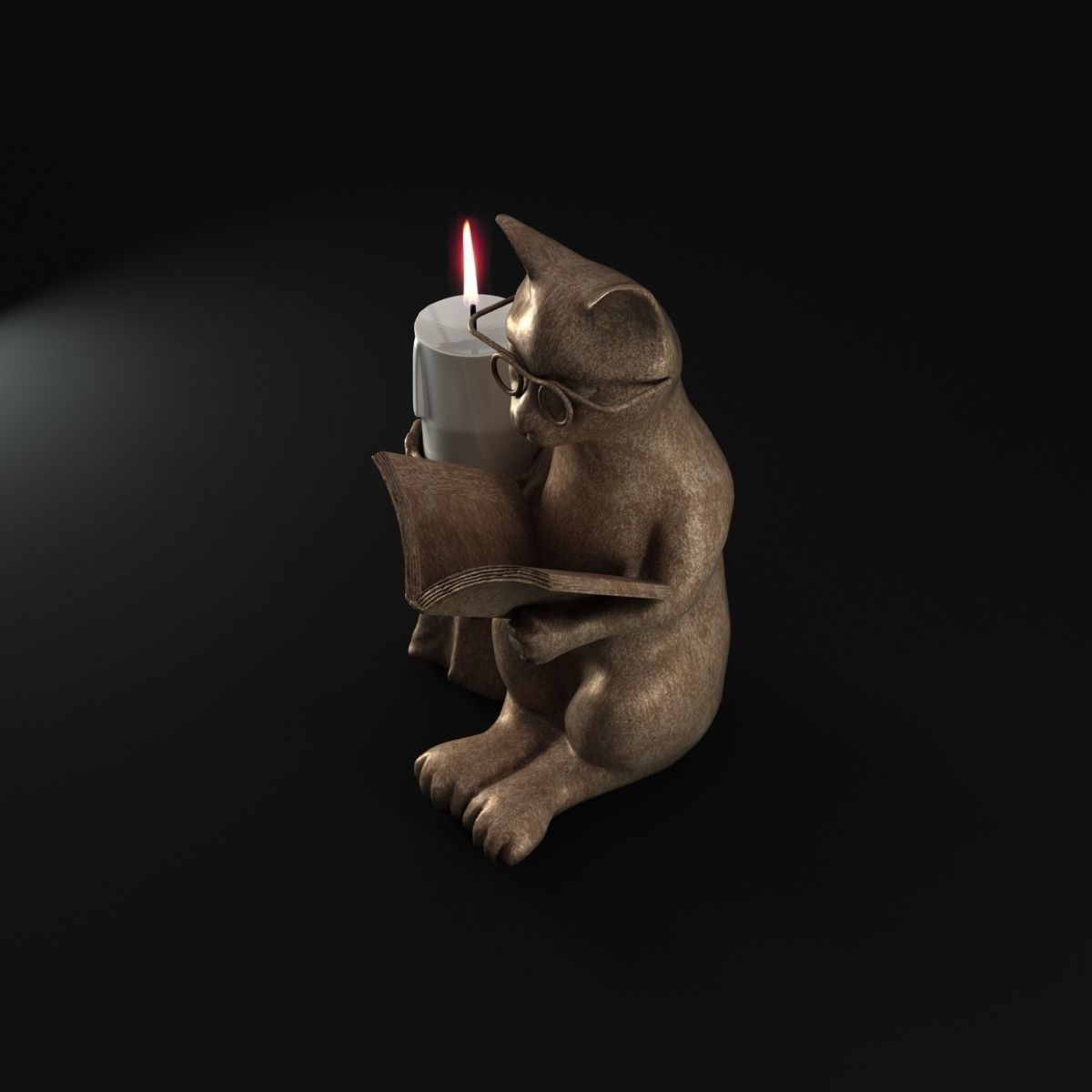 Cat Candle Holder 3D model_1