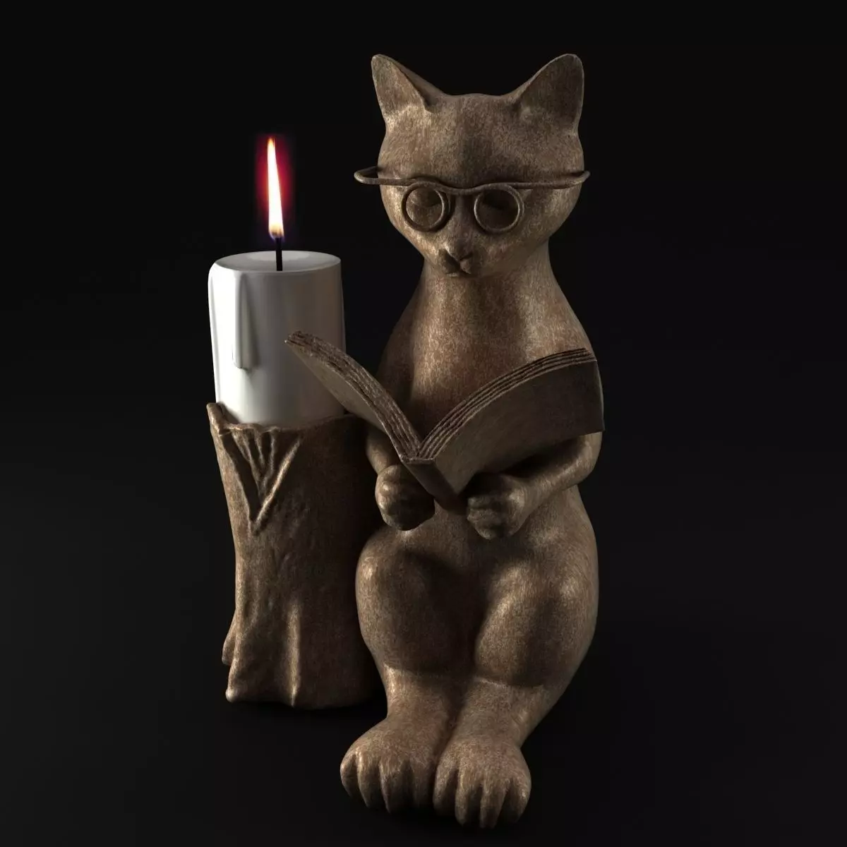 Cat Candle Holder 3D model_0