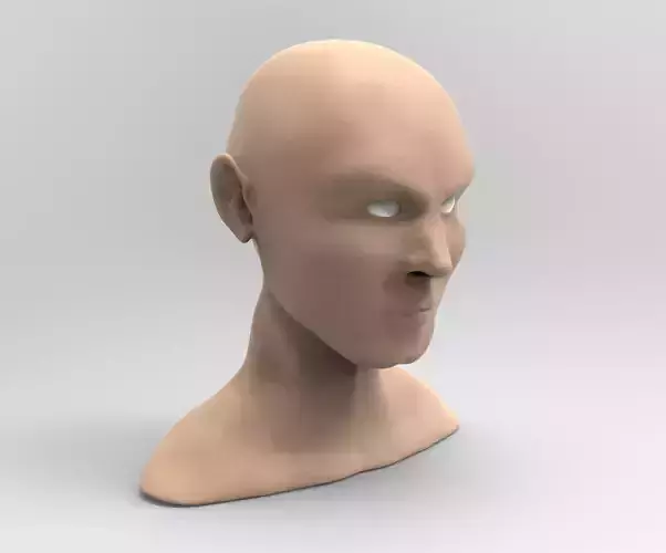 Low quality male head sculpt with 3 subdivision levels