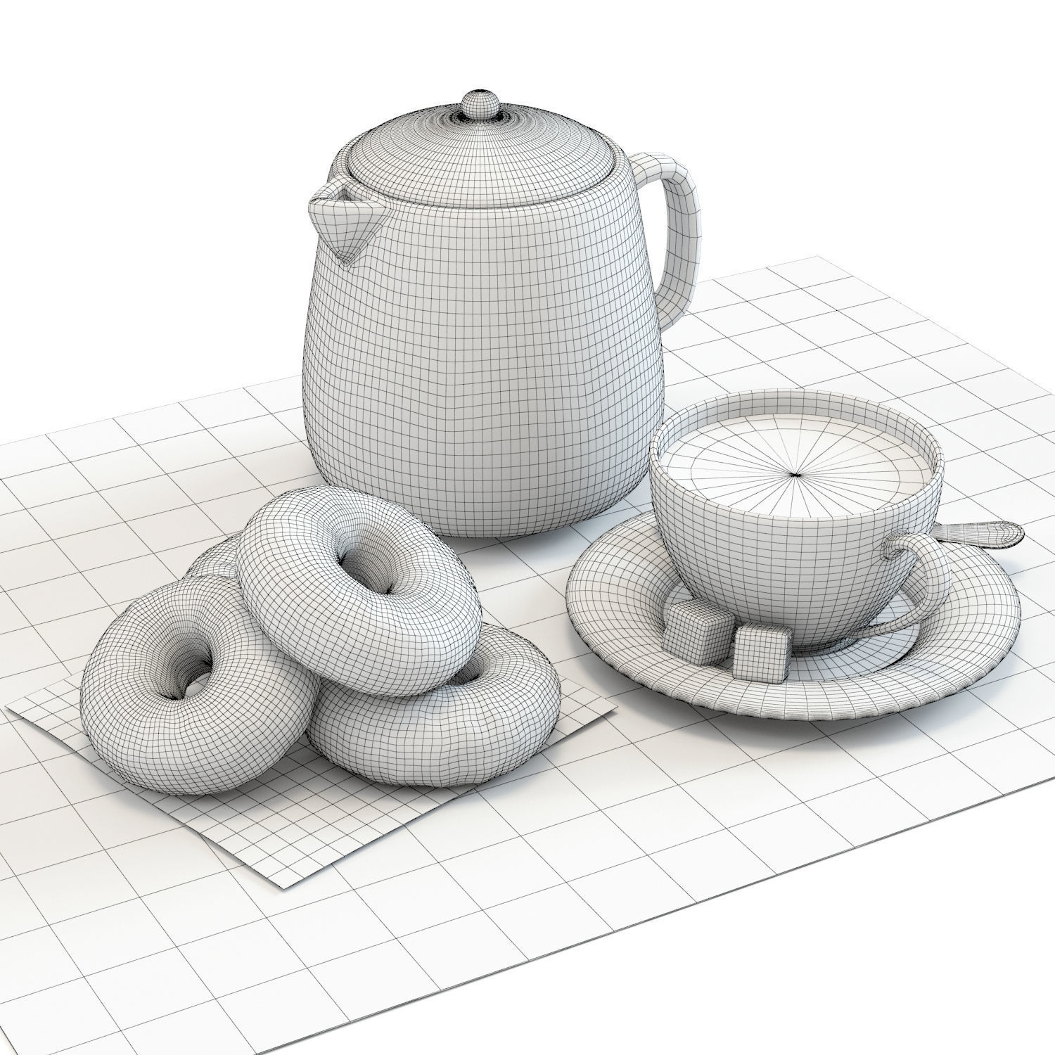 Coffee shop Donuts set 01 3D model_2