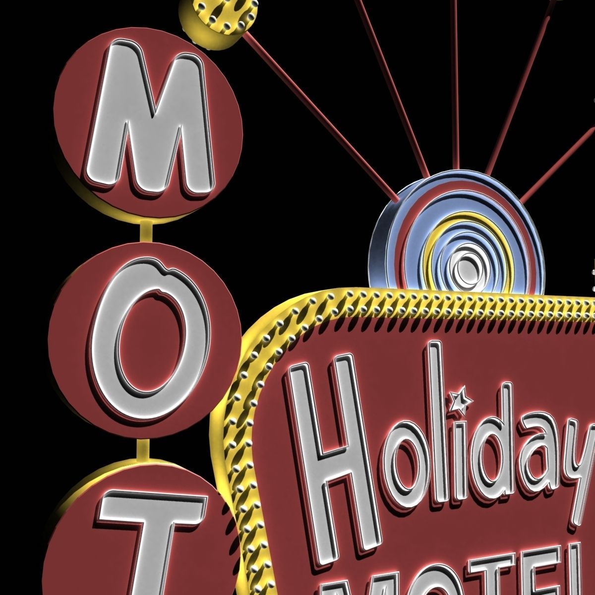 Motel Sign 3D model_3