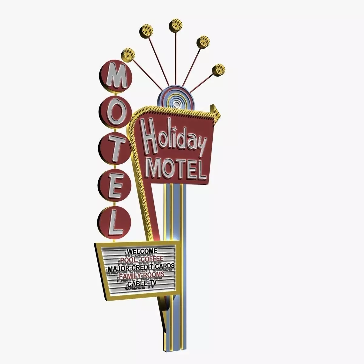 Motel Sign 3D model_0
