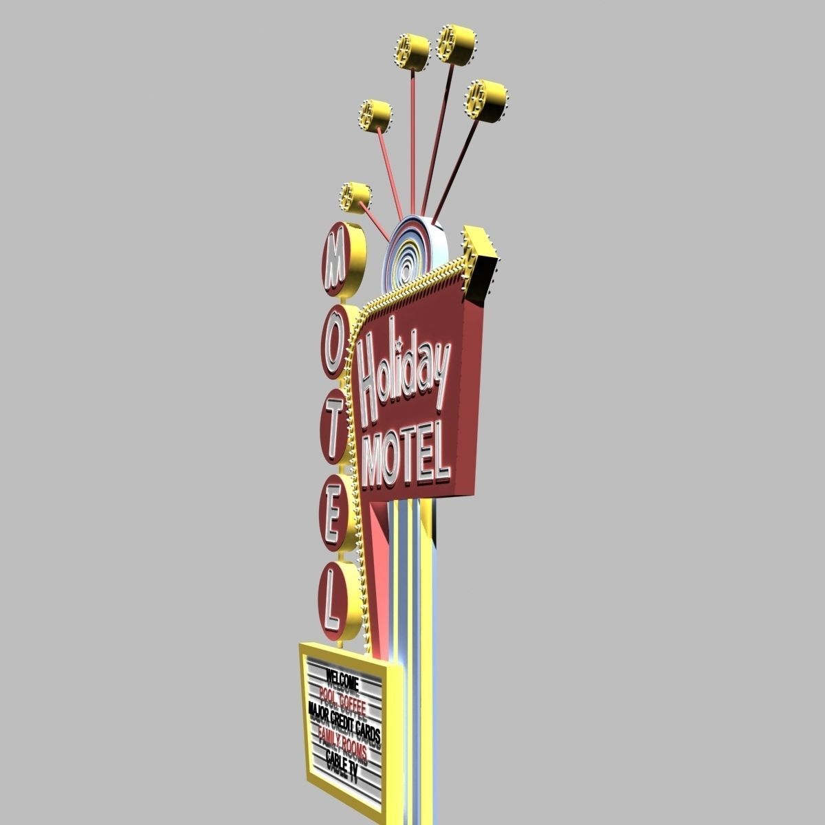 Motel Sign 3D model_2